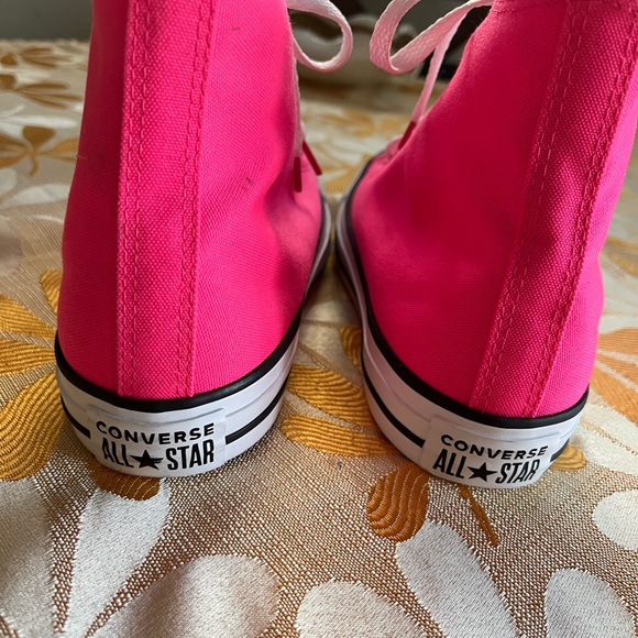Converse Women's Neon Pink High-Tops - Picture 4 of 10